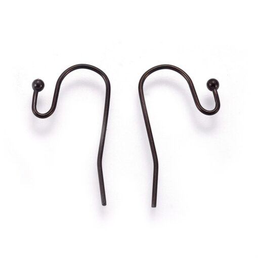 5 Pairs (10 Pcs) 21.5mm Gunmetal Coloured Stainless Steel Hypoallergenic Earring Hooks, Ear Wires