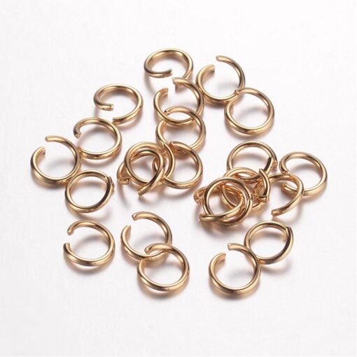 100x7mmx1mm 304 Stainless Steel Gold Coloured Vacuum Plated Open Jump Rings with a 5mm inner diameter - Image 2