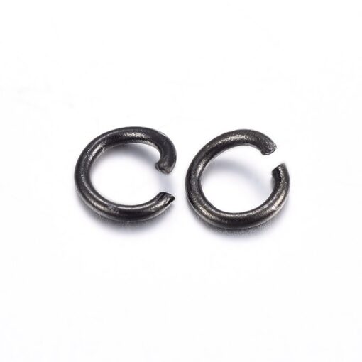 50+ 6mmx1mm 304 Stainless Steel Gun Metal Coloured Vacuum Plated Open Jump Rings with a 4mm inner diameter