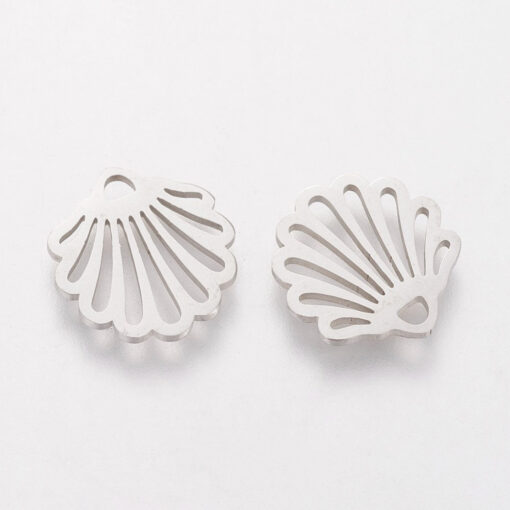 5 or 10 Stainless Steel Clam Shell Shaped Charm, Shell Pendants,  Earring Findings, Charms, Pendant