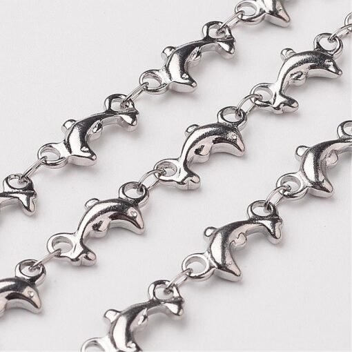 1 m x Stainless Steel Dolphin Decorative Chain  - Hypoallergenic