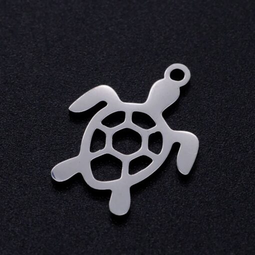 5 x Stainless Steel Turtle Shaped Charm, turtle pendants,  Earring Findings, Charms, Pendant - Image 2