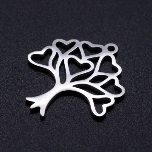 Stainless Steel Love Heart Tree Charm, love heart tree pendants,  Earring Findings, Charms, Pendant - Image 2