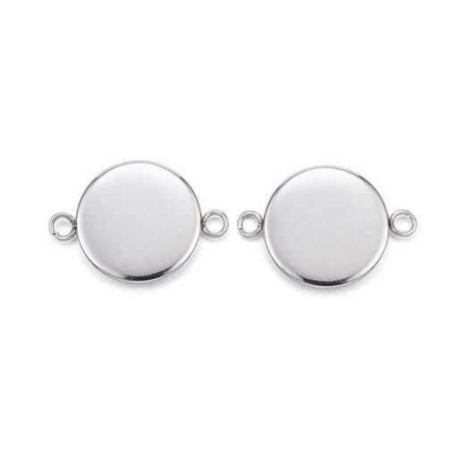 10 x 10mm Stainless Steel Cabochon Round Bezel Frame Connector Settings Hypoallergenic - Image 2