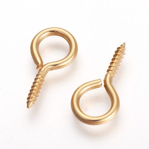 20 x Gold Toned Stainless Steel Screw Eye Pin Peg Bails For Half Drilled Beads