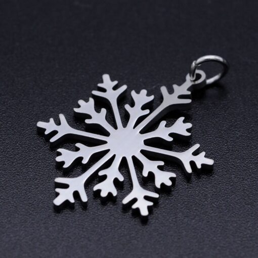 5 x Stainless Steel Snowflake Charm with Jump Ring Charm perfect for earring findings, charms or pendants - Image 2