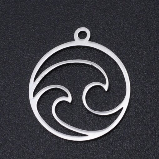 5 x Stainless Steel Wave Shaped Pendant or charm - Earring Findings, Charms, Pendant