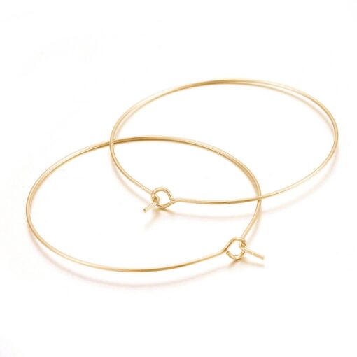 10 Pairs (20 earrings) 35mm Hypoallergenic Gold Toned 304 Stainless Steel Hoop Earrings - Image 2