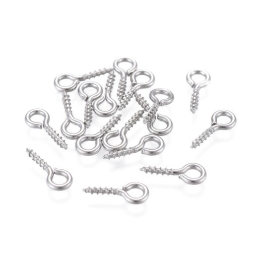 50 x 10mmx2mm Hole Stainless Steel Screw Eye Pin Peg Bails For Half Drilled Beads - Image 3