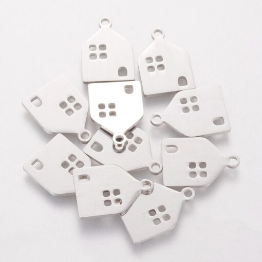 5 x House Stainless Steel Charm or Pendant - perfect for earring findings, charms or pendants - Image 2