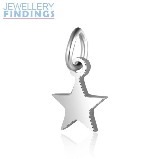 5 x Stainless Star Pendant (Silver or Gold Coloured) or Charm with Jump Ring - perfect for earring findings, charms or pendants