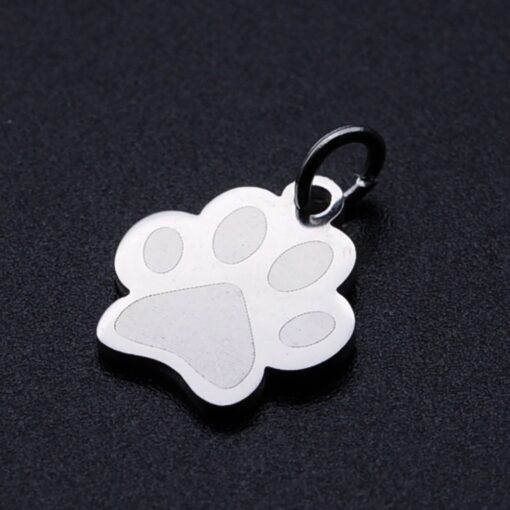 5 x Dog Paw Print Stainless Steel Pendant or Charm with Jump Ring - perfect for earring findings, charms or pendants - 14mm Diameter - Image 2