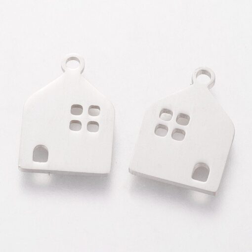 5 x House Stainless Steel Charm or Pendant - perfect for earring findings, charms or pendants