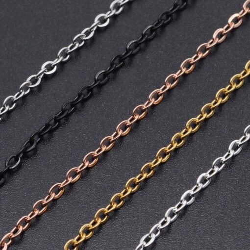 2m x Stainless Cable Chain Different Colours Available - Hypoallergenic, Link Sizes: 2.7mm long and 2mm wide, 0.4mm thick.