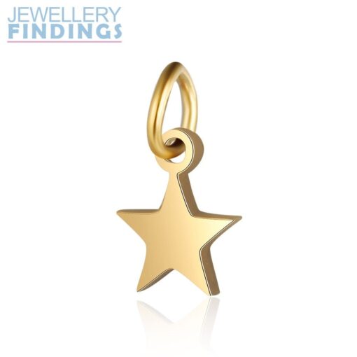 5 x Stainless Star Pendant (Silver or Gold Coloured) or Charm with Jump Ring - perfect for earring findings, charms or pendants - Image 2