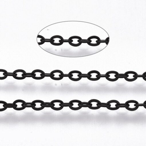 2m x Stainless Cable Chain Different Colours Available - Hypoallergenic, Link Sizes: 2.7mm long and 2mm wide, 0.4mm thick. - Image 2