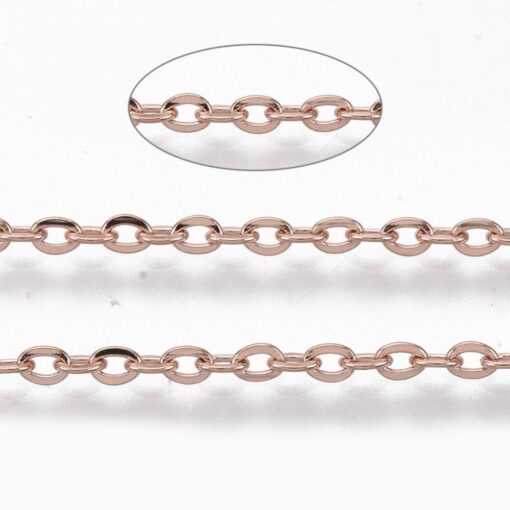 2m x Stainless Cable Chain Different Colours Available - Hypoallergenic, Link Sizes: 2.7mm long and 2mm wide, 0.4mm thick. - Image 3