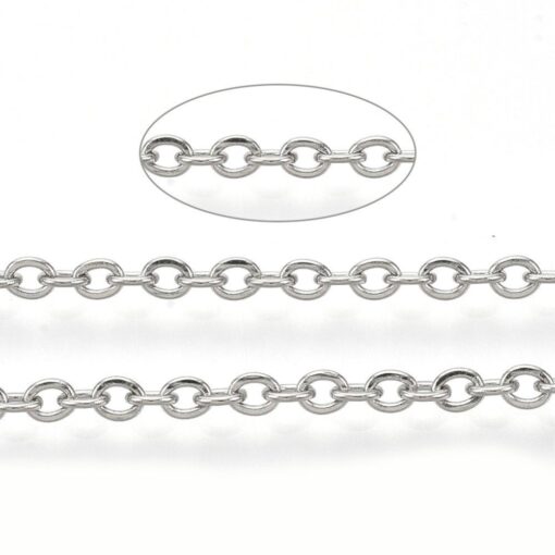 2m x Stainless Cable Chain Different Colours Available - Hypoallergenic, Link Sizes: 2.7mm long and 2mm wide, 0.4mm thick. - Image 5