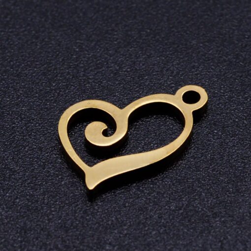 5 x Stainless Gold Toned Open Heart Pendant or Charm - perfect for earring findings, charms or pendants - Image 2