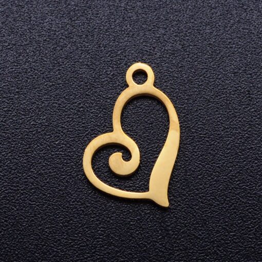 5 x Stainless Gold Toned Open Heart Pendant or Charm - perfect for earring findings, charms or pendants