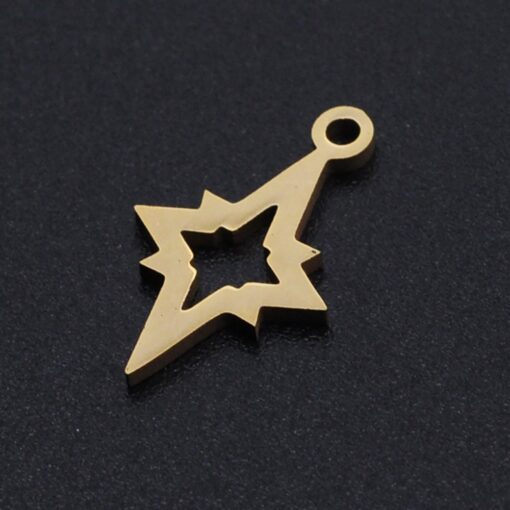 5 x Star Outline Gold Toned Stainless Steel Charm / Pendant suitable for jewellery making, earrings, bracelet charms - Image 2