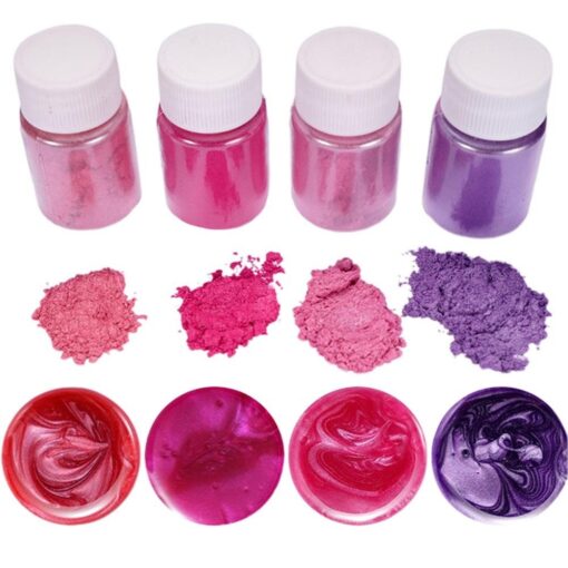 4 x pink and purple Coloured Mica Powder (Different Shades)