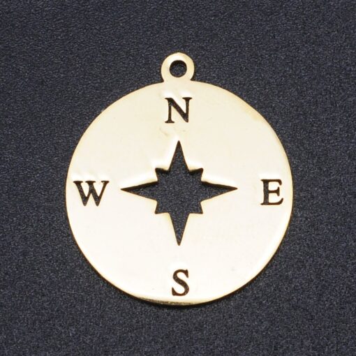 2 or 5 x Compass Gold Toned Stainless Steel Pendant or Charm - perfect for earring findings, charms or pendants