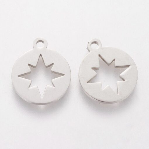 10 x Star Shaped Stainless Steel Charm / Pendant suitable for jewellery making, earrings, bracelet charms or necklace pendants - Image 2