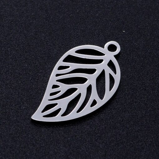 5 x Leaf Stainless Steel Charm / Pendant suitable for jewellery making, earrings, bracelet charms - Image 2