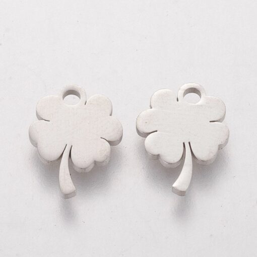 10 x Lucky Clover Stainless Steel Charm / Pendant suitable for jewellery making, earrings, bracelet charms - Image 2