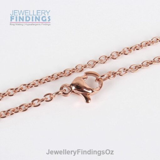 5 x 17.7 Inch (450mm) Rose Gold Toned Stainless Steel Chain complete with lobster clasp - Hypoallergenic - Image 2