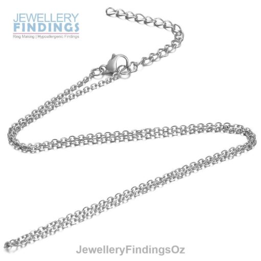 5 x 400 / 500 / 600 / 700 / 800mm length Stainless Steel Chain complete with lobster clasp and 50mm extender chain - Hypoallergenic - Image 2