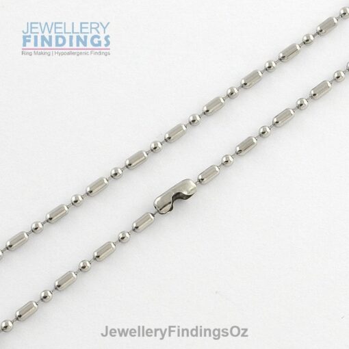 5 x 500mm or 600mm long Stainless Steel Ball Chain complete with clasp - Hypoallergenic - Image 2