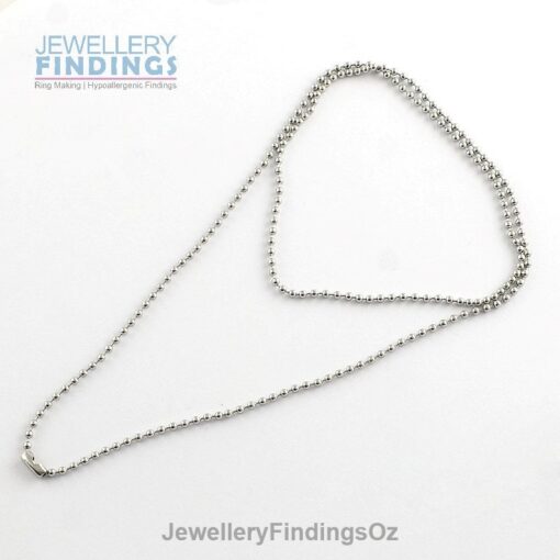 5 x 500mm, 600mm or 700mm long Stainless Steel Ball Chain complete with clasp - Hypoallergenic