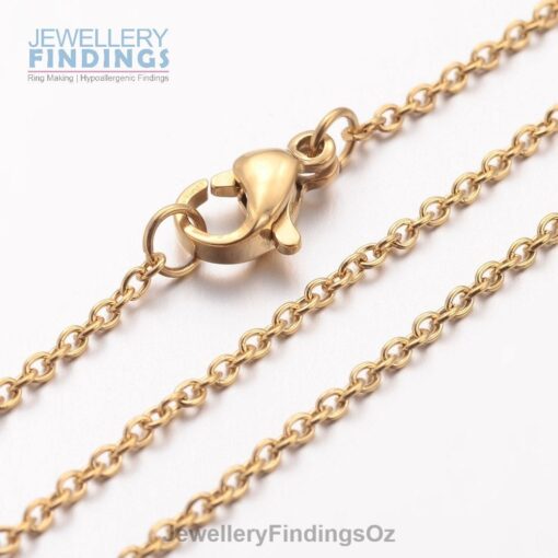 5 x 19.7 Inch (500mm) Gold Toned Stainless Steel Chain complete with lobster clasp - Hypoallergenic