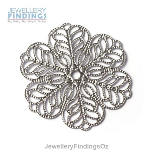 10 x 30mm diameter Filigree floral patterned Stainless Steel pendants suitable for jewellery making, earrings, bracelet charms