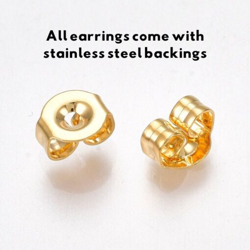 5 Pairs (10 pieces) 10mmx2mm Rectangular Shaped Gold Coloured Stainless Steel Stud Earring Findings with Loop - Image 3