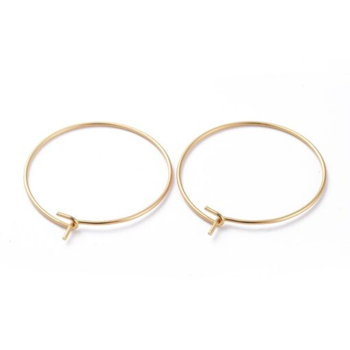 10 Pairs (20 earrings) 25mm Hypoallergenic Gold Toned 304 Stainless Steel Hoop Earrings - Image 2