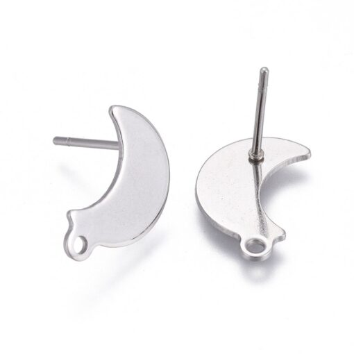 5 Pairs (10 pieces) stainless steel moon crescent shaped earring finding with stainless ear nuts