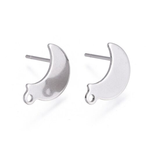 5 Pairs (10 pieces) stainless steel moon crescent shaped earring finding with stainless ear nuts - Image 2