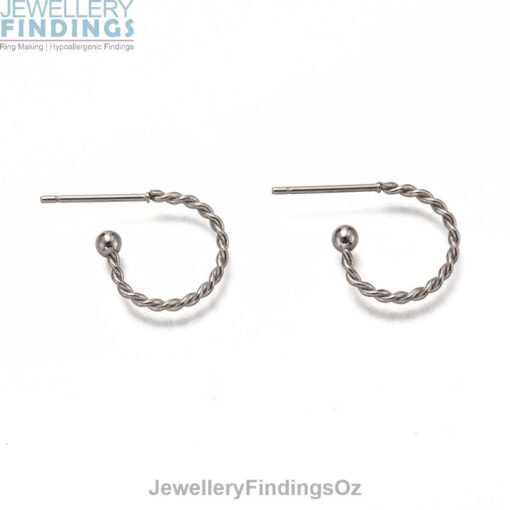 5 Pairs (10 Pcs) Stainless Steel Twisted Half Loop 304 Stainless Steel Earring Hooks with ear nuts