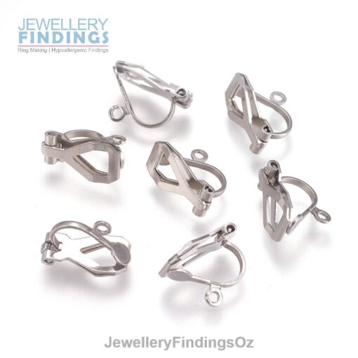 5 Pairs (10 pieces) 304 Stainless Steel Clip-on Earring Findings