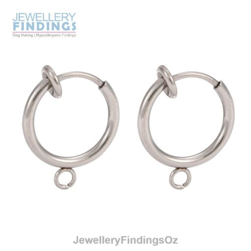 5 Pairs (10 earrings) of 316 Surgical Stainless Steel Clip-on Hoop Earrings with hoop