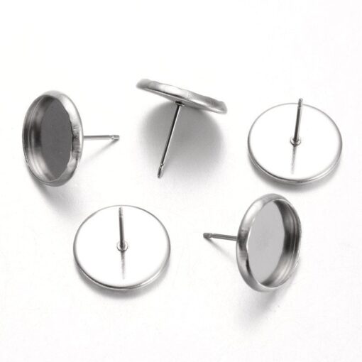 10 Pairs (20 posts) 18mm Stainless Steel Cabochon Setting Earring Stud Posts Hypoallergenic - Image 2