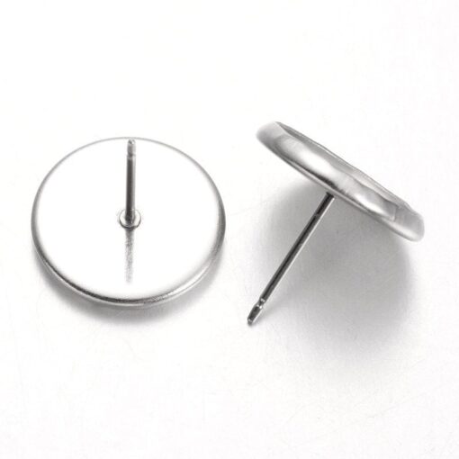 10 Pairs (20 posts) 18mm Stainless Steel Cabochon Setting Earring Stud Posts Hypoallergenic