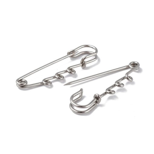 5 x 51mm Stainless Steel Pin Brooch Setting with Triple Loops for Lapel pin making, 16mm wide, 51mm long, 7mm thick, pin 1.3mm, hole: 1.8mm - Image 2